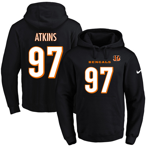 Nike Bengals #97 Geno Atkins Black Name & Number Pullover NFL Hoodie Nike Bengals #97 Geno Atkins Black Name & Number Pullover NFL Hoodie