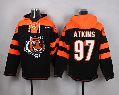 Nike Bengals #97 Geno Atkins Black Player Pullover NFL Hoodie Nike Bengals #97 Geno Atkins Black Player Pullover NFL Hoodie