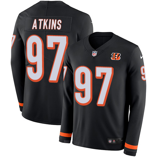Nike Bengals #97 Geno Atkins Black Team Color Men's Stitched NFL Limited Therma Long Sleeve Jersey Nike Bengals #97 Geno Atkins Black Team Color Men's Stitched NFL Limited Therma Long Sleeve Jersey