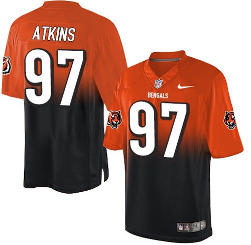 Nike Bengals #97 Geno Atkins Orange Black Men's Stitched NFL Elite Fadeaway Fashion Jersey