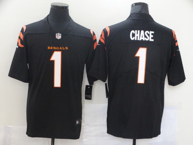 Nike Bengals 1 Ja'Marr Chase Black 2021 NFL Draft Vapor Untouchable Limited Jersey Nike Bengals 1 Ja'Marr Chase Black 2021 NFL Draft Vapor Untouchable Limited Jersey