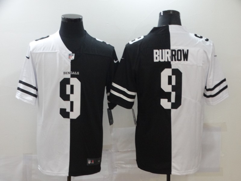 Nike Bengals 9 Joe Burrow Black And White Split Vapor Untouchable Limited Jersey Nike Bengals 9 Joe Burrow Black And White Split Vapor Untouchable Limited Jersey