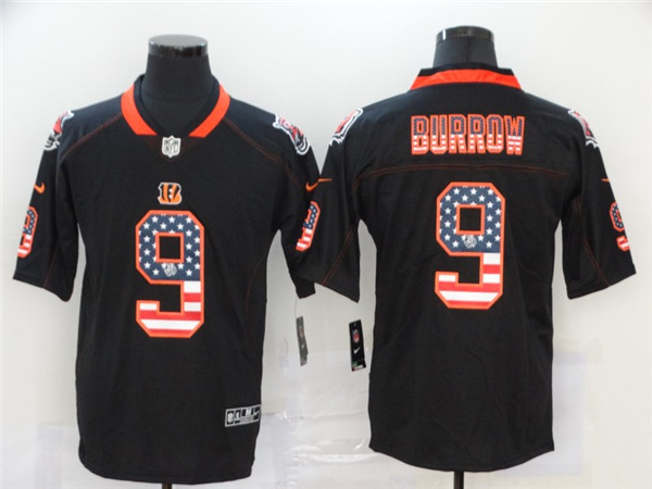 Nike Bengals 9 Joe Burrow Black USA Flag Fashion Limited Jersey Nike Bengals 9 Joe Burrow Black USA Flag Fashion Limited Jersey