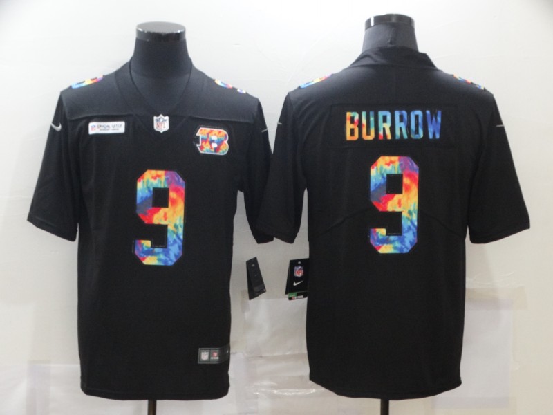 Nike Bengals 9 Joe Burrow Black Vapor Untouchable Rainbow Limited Jersey Nike Bengals 9 Joe Burrow Black Vapor Untouchable Rainbow Limited Jersey