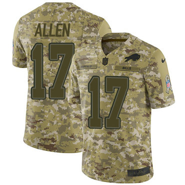 Nike Bills #17 Josh Allen Camo Youth Stitched NFL Limited 2018 Salute to Service Jersey