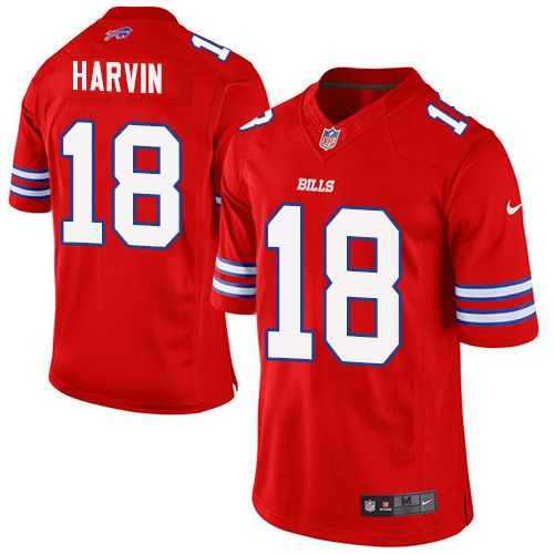Nike Bills #18 Percy Harvin Red Men's Stitched NFL Elite Rush Jersey