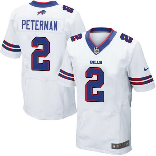 Nike Bills #2 Nathan Peterman White Men's Stitched NFL New Elite Jersey