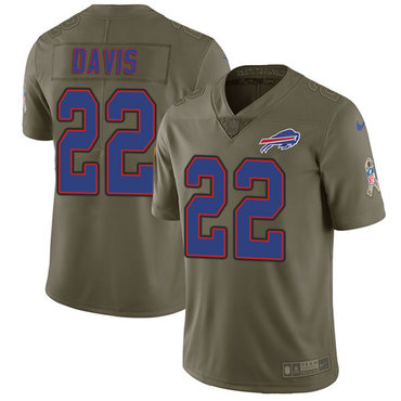 Nike Bills #22 Vontae Davis Olive Men's Stitched NFL Limited 2017 Salute To Service Jersey