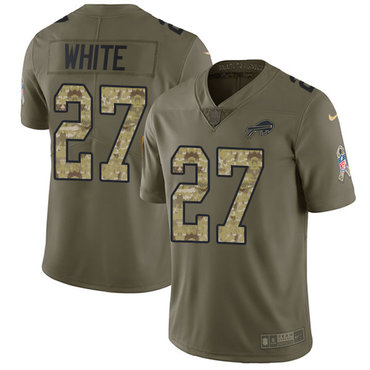 Nike Bills #27 Tre'Davious White Olive Camo Men's Stitched NFL Limited 2017 Salute To Service Jersey