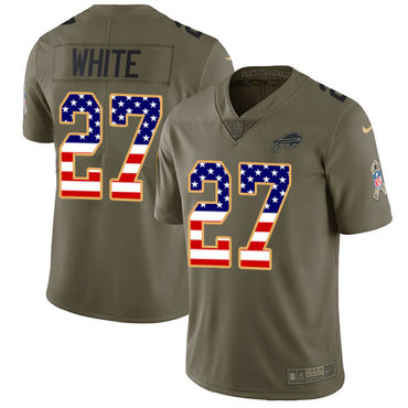 Nike Bills #27 Tre'Davious White Olive USA Flag Men's Stitched NFL Limited 2017 Salute To Service Jersey