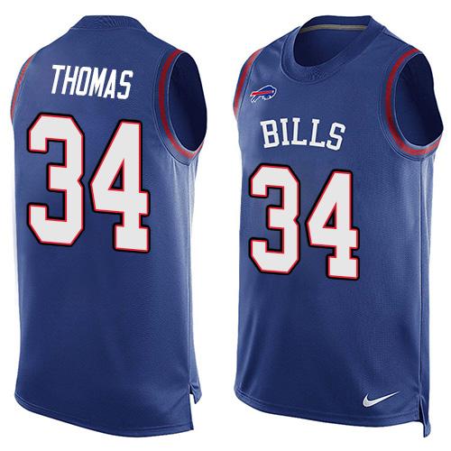 Nike Bills #34 Thurman Thomas Royal Blue Team Color Men's Stitched NFL Limited Tank Top Jersey Nike Bills #34 Thurman Thomas Royal Blue Team Color Men's Stitched NFL Limited Tank Top Jersey