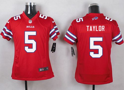 Nike Bills #5 Tyrod Taylor Red Youth Stitched NFL Limited Rush Jersey