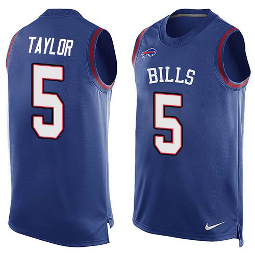 Nike Bills #5 Tyrod Taylor Royal Blue Team Color Men's Stitched NFL Limited Tank Top Jersey Nike Bills #5 Tyrod Taylor Royal Blue Team Color Men's Stitched NFL Limited Tank Top Jersey