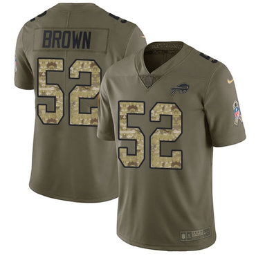 Nike Bills #52 Preston Brown Olive Camo Men's Stitched NFL Limited 2017 Salute To Service Jersey