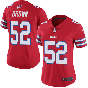 Nike Bills #52 Preston Brown Red Women's Stitched NFL Limited Rush Jersey