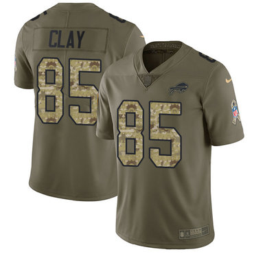 Nike Bills #85 Charles Clay Olive Camo Men's Stitched NFL Limited 2017 Salute To Service Jersey