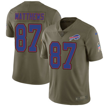 Nike Bills #87 Jordan Matthews Olive Men's Stitched NFL Limited 2017 Salute To Service Jersey