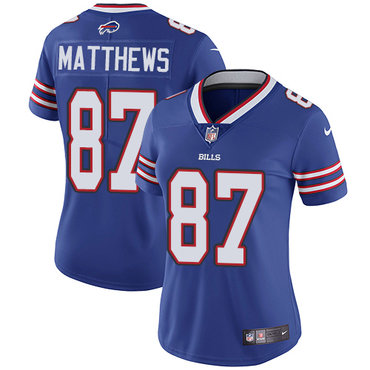 Nike Bills #87 Jordan Matthews Royal Blue Team Color Women's Stitched NFL Vapor Untouchable Limited Jersey