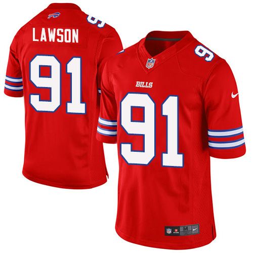 Nike Bills #91 Manny Lawson Red Men's Stitched NFL Elite Rush Jersey