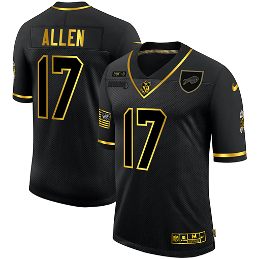 Nike Bills 17 Josh Allen Black Gold 2020 Salute To Service Limited Jersey