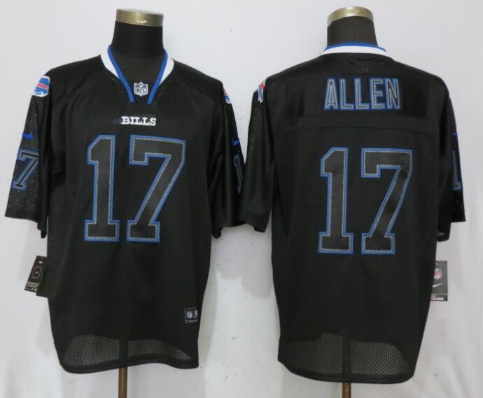 Nike Bills 17 Josh Allen Black Lights Out Elite Jersey