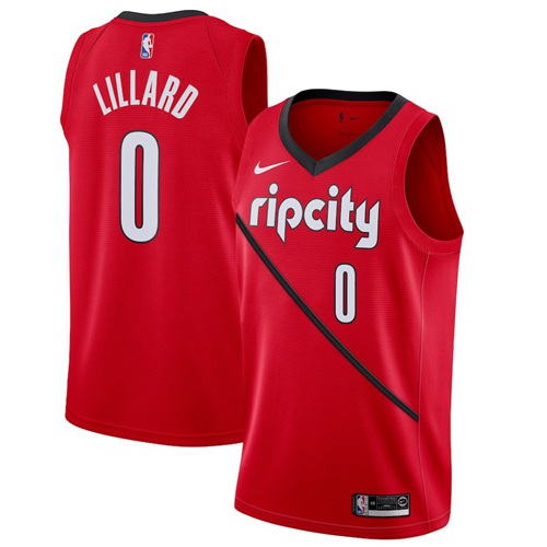 Nike Blazers #0 Damian Lillard Red NBA Swingman Earned Edition Jersey