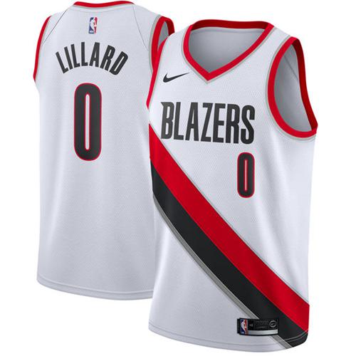 Nike Blazers #0 Damian Lillard White NBA Swingman Jersey