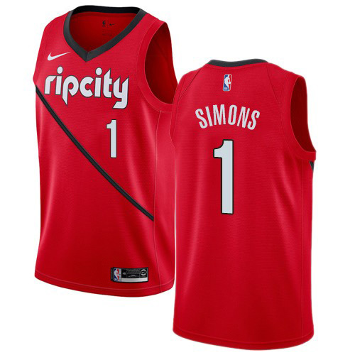 Nike Blazers #1 Anfernee Simons Red NBA Swingman Earned Edition Jersey Nike Blazers #1 Anfernee Simons Red NBA Swingman Earned Edition Jersey