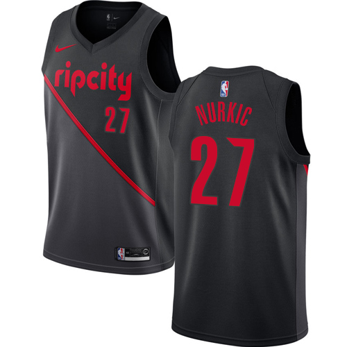 Nike Blazers #27 Jusuf Nurkic Black NBA Swingman City Edition 2018 19 Jersey