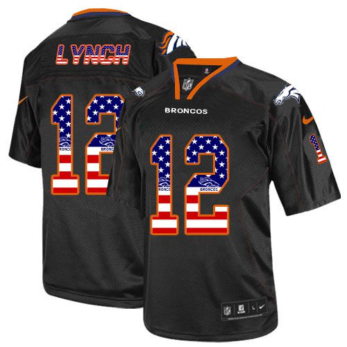 Nike Broncos #12 Paxton Lynch Black Men's Stitched NFL Elite USA Flag Fashion Jersey Nike Broncos #12 Paxton Lynch Black Men's Stitched NFL Elite USA Flag Fashion Jersey