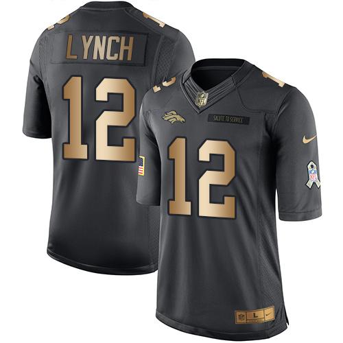Nike Broncos #12 Paxton Lynch Black Men's Stitched NFL Limited Gold Salute To Service Jersey Nike Broncos #12 Paxton Lynch Black Men's Stitched NFL Limited Gold Salute To Service Jersey