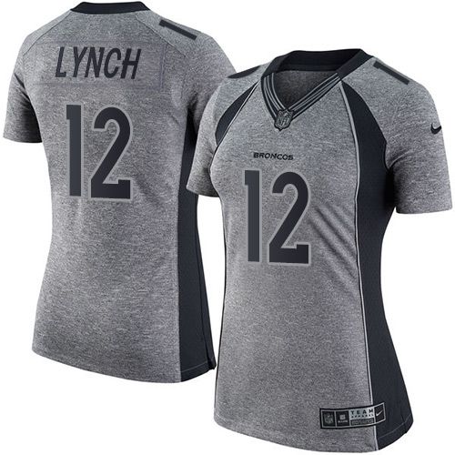 Nike Broncos #12 Paxton Lynch Gray Women's Stitched NFL Limited Gridiron Gray Jersey