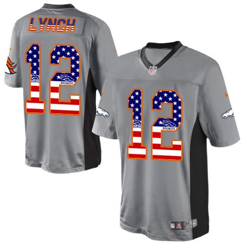 Nike Broncos #12 Paxton Lynch Grey Men's Stitched NFL Elite USA Flag Fashion Jersey Nike Broncos #12 Paxton Lynch Grey Men's Stitched NFL Elite USA Flag Fashion Jersey