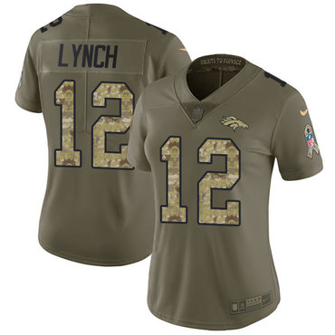 Nike Broncos #12 Paxton Lynch Olive Camo Women's Stitched NFL Limited 2017 Salute to Service Jersey