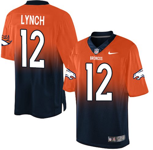Nike Broncos #12 Paxton Lynch Orange Navy Blue Men's Stitched NFL Elite Fadeaway Fashion Jersey Nike Broncos #12 Paxton Lynch Orange Navy Blue Men's Stitched NFL Elite Fadeaway Fashion Jersey