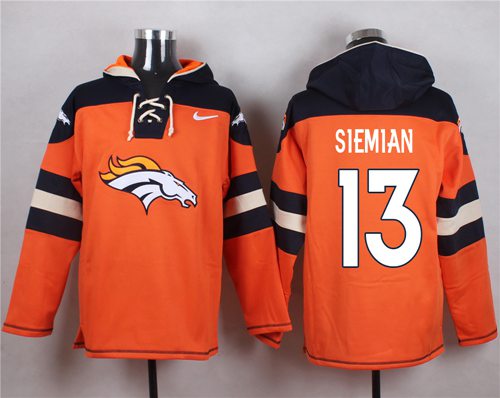 Nike Broncos #13 Trevor Siemian Orange Player Pullover NFL Hoodie Nike Broncos #13 Trevor Siemian Orange Player Pullover NFL Hoodie