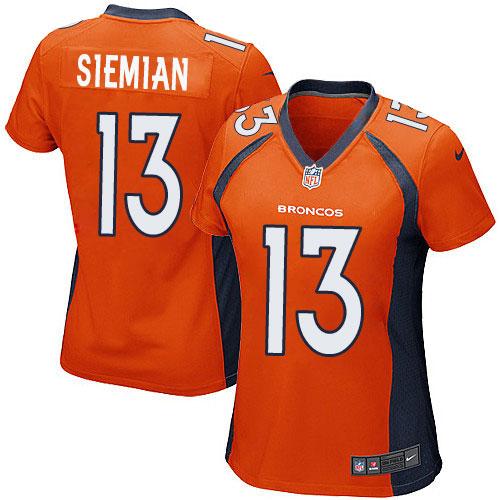 Nike Broncos #13 Trevor Siemian Orange Team Color Women's Stitched NFL New Elite Jersey