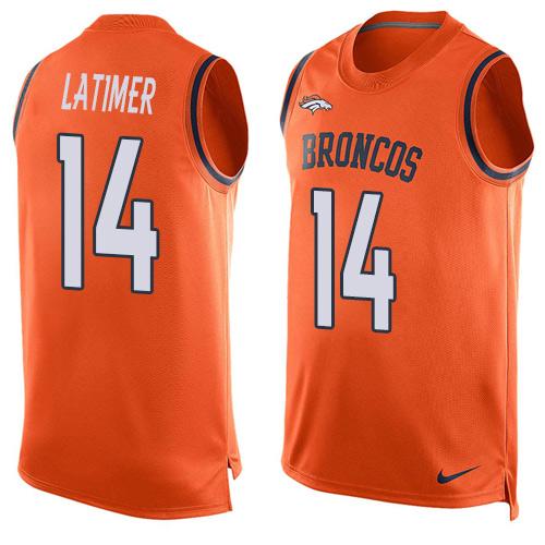 Nike Broncos #14 Cody Latimer Orange Team Color Men's Stitched NFL Limited Tank Top Jersey Nike Broncos #14 Cody Latimer Orange Team Color Men's Stitched NFL Limited Tank Top Jersey