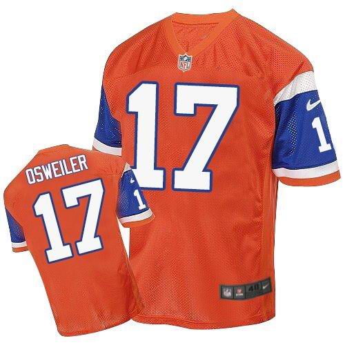 Nike Broncos #17 Brock Osweiler Orange Throwback Men's Stitched NFL Elite Jersey