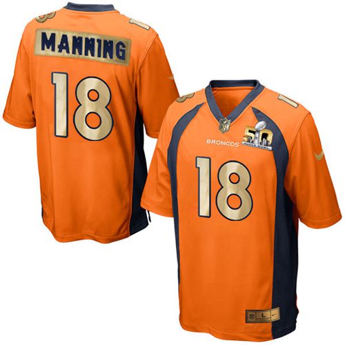 Nike Broncos #18 Peyton Manning Orange Team Color Men's Stitched NFL Game Super Bowl 50 Collection Jersey Nike Broncos #18 Peyton Manning Orange Team Color Men's Stitched NFL Game Super Bowl 50 Collection Jersey
