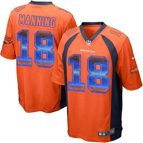 Nike Broncos #18 Peyton Manning Orange Team Color Men's Stitched NFL Limited Strobe Jersey Nike Broncos #18 Peyton Manning Orange Team Color Men's Stitched NFL Limited Strobe Jersey