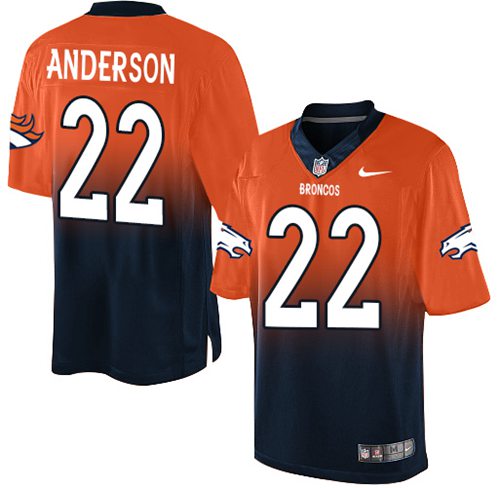 Nike Broncos #22 C.J. Anderson Orange Navy Blue Men's Stitched NFL Elite Fadeaway Fashion Jersey Nike Broncos #22 C.J. Anderson Orange Navy Blue Men's Stitched NFL Elite Fadeaway Fashion Jersey