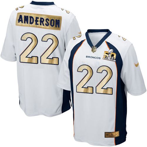 Nike Broncos #22 C.J. Anderson White Men's Stitched NFL Game Super Bowl 50 Collection Jersey Nike Broncos #22 C.J. Anderson White Men's Stitched NFL Game Super Bowl 50 Collection Jersey