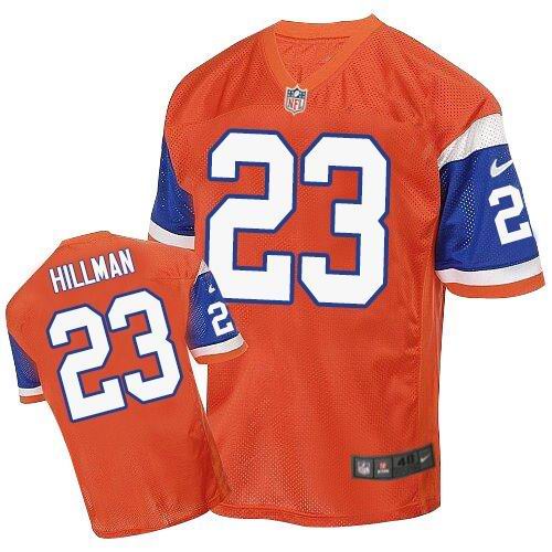 Nike Broncos #23 Ronnie Hillman Orange Throwback Men's Stitched NFL Elite Jersey