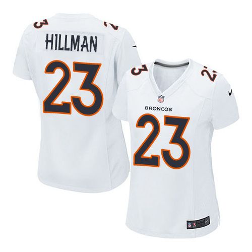 Nike Broncos #23 Ronnie Hillman White Women's Stitched NFL Game Event Jersey