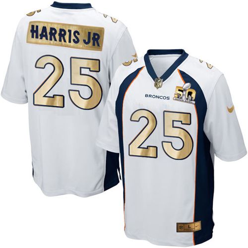 Nike Broncos #25 Chris Harris Jr White Men's Stitched NFL Game Super Bowl 50 Collection Jersey Nike Broncos #25 Chris Harris Jr White Men's Stitched NFL Game Super Bowl 50 Collection Jersey
