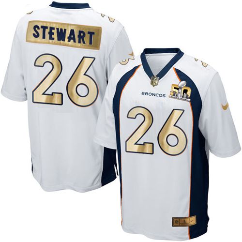 Nike Broncos #26 Darian Stewart White Men's Stitched NFL Game Super Bowl 50 Collection Jersey Nike Broncos #26 Darian Stewart White Men's Stitched NFL Game Super Bowl 50 Collection Jersey
