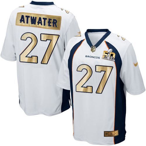 Nike Broncos #27 Steve Atwater White Men's Stitched NFL Game Super Bowl 50 Collection Jersey Nike Broncos #27 Steve Atwater White Men's Stitched NFL Game Super Bowl 50 Collection Jersey