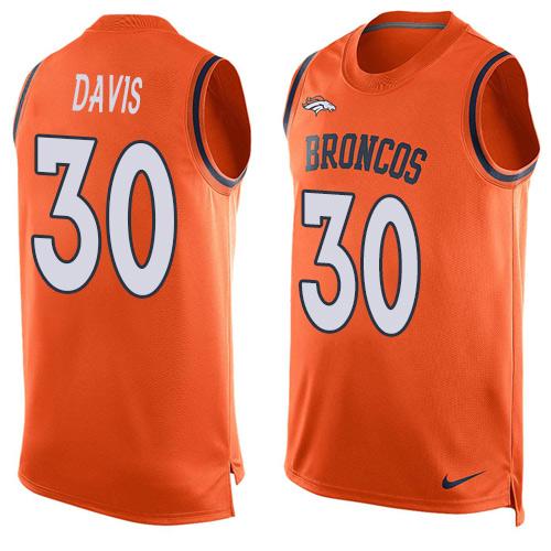 Nike Broncos #30 Terrell Davis Orange Team Color Men's Stitched NFL Limited Tank Top Jersey Nike Broncos #30 Terrell Davis Orange Team Color Men's Stitched NFL Limited Tank Top Jersey