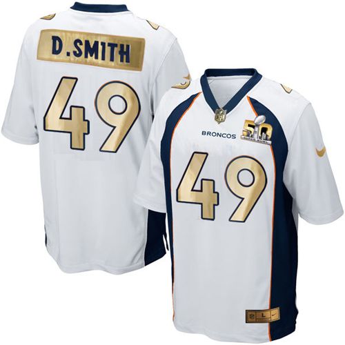 Nike Broncos #49 Dennis Smith White Men's Stitched NFL Game Super Bowl 50 Collection Jersey Nike Broncos #49 Dennis Smith White Men's Stitched NFL Game Super Bowl 50 Collection Jersey